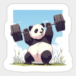 panda lifting weight Sticker